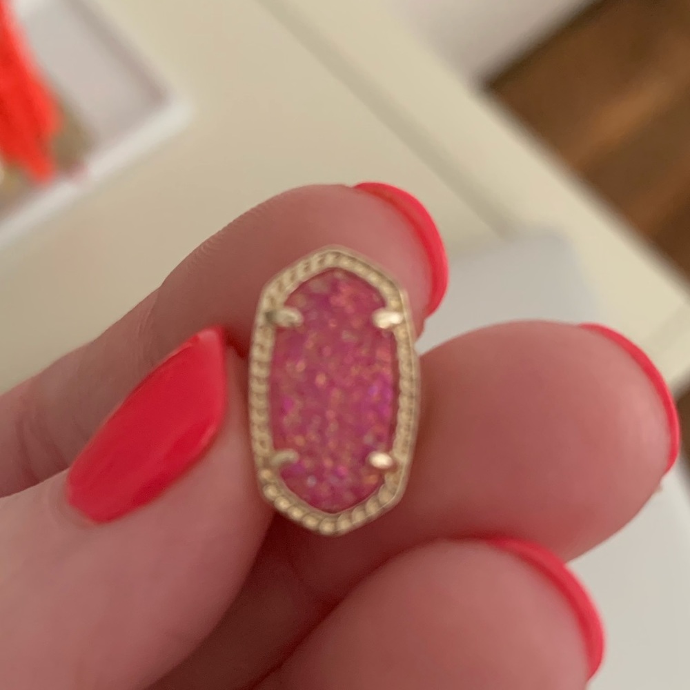 Ellie gold stud earrings pink drusy